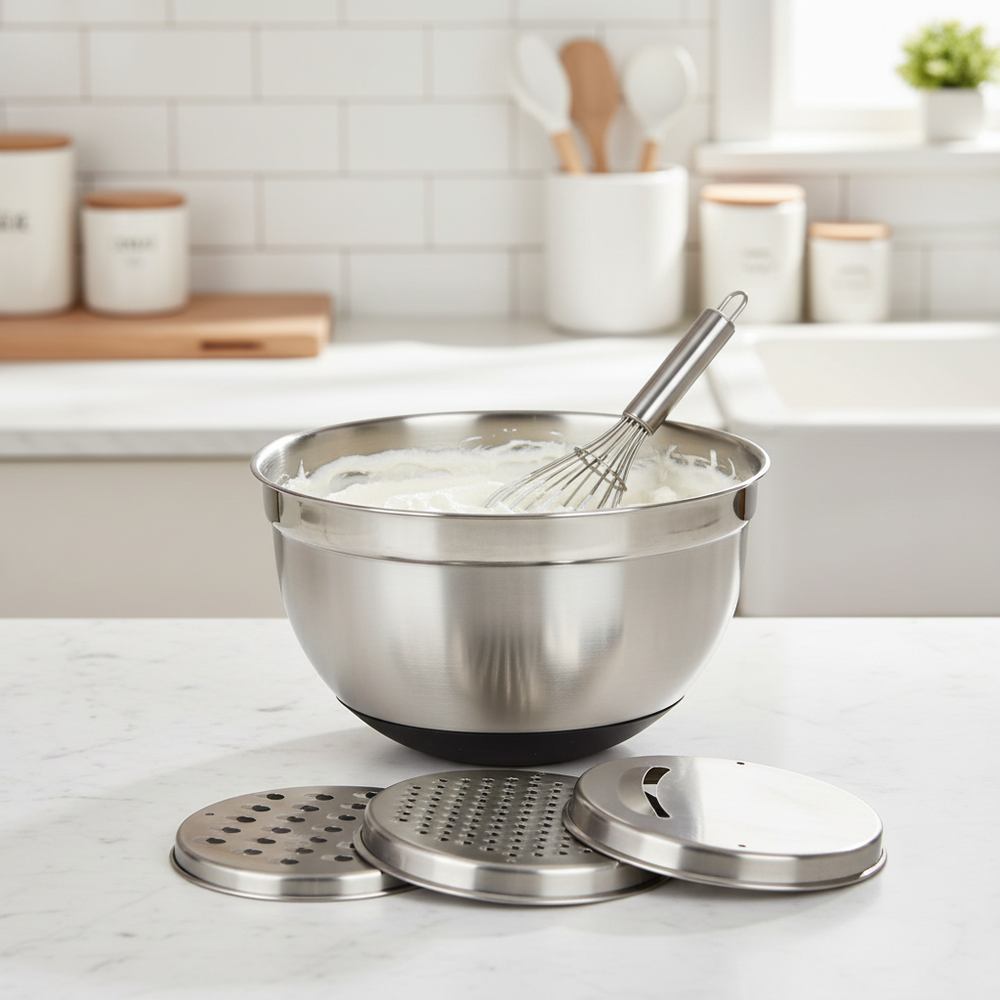 Ensemble de bol mélangeur Cookinglife - Râpes - en inox - 25,5x14 cm - 4 pièces