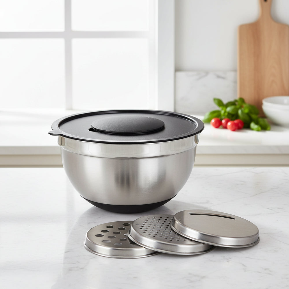 Ensemble de bol mélangeur Cookinglife - Râpes - en inox - 25,5x14 cm - 4 pièces