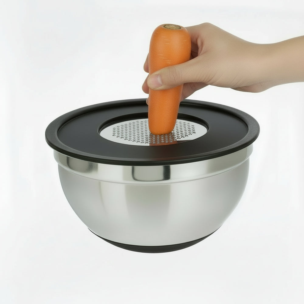 Ensemble de bol mélangeur Cookinglife - Râpes - en inox - 25,5x14 cm - 4 pièces