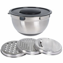Ensemble de bol mélangeur Cookinglife - Râpes - en inox - 25,5x14 cm - 4 pièces