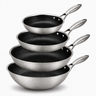 Batterie de cuisine Cookinglife HexaCook hybride 4 pièces - Wok ø 28 cm + poêles ø 20, 24 & 28 cm - ANTI-ADHÉSIF - compatible avec toutes les sources de chaleur - revêtement antiadhésif en céramique