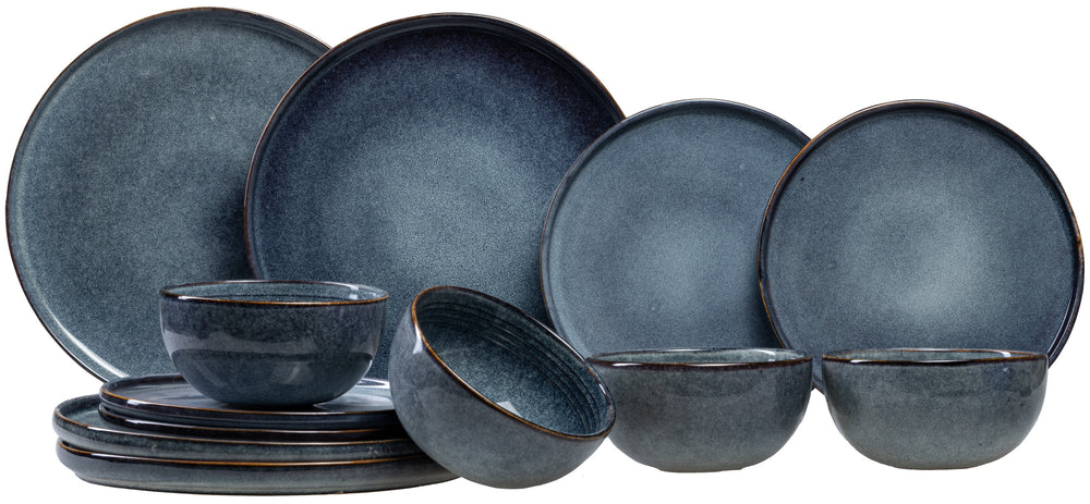 Ensemble de vaisselle Ona - Service 4 personnes - Duna Blue - 12 pièces