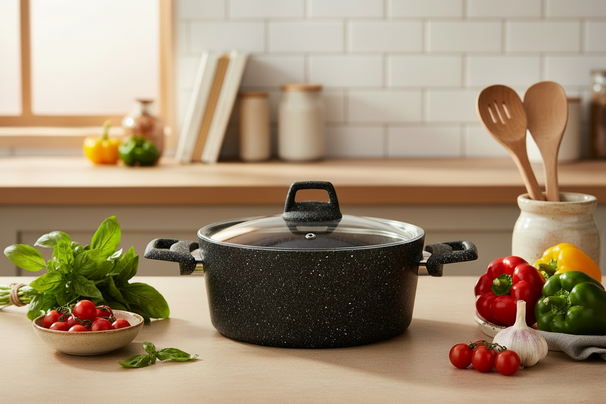 Casserole Cookinglife - En aluminium - Black Speckle - 2,7 L
