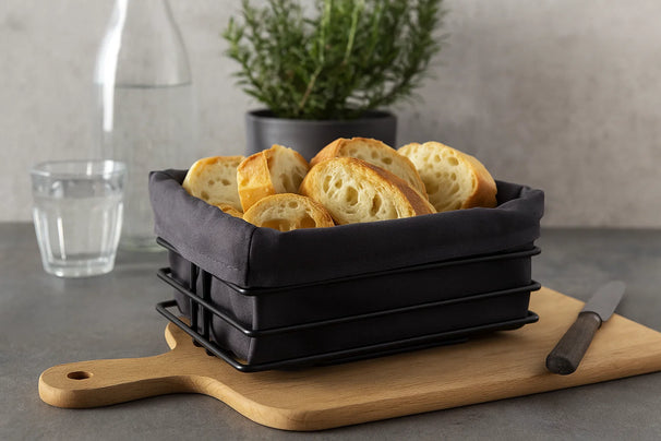 Corbeille à pain Cookinglife - en métal - noir - 23 x 22 x 12 cm