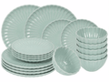 Service de vaisselle Cookinglife Cardida Vert 18 pièces / 6 personnes - 6 assiettes plates, 6 assiettes à dessert et 6 bols