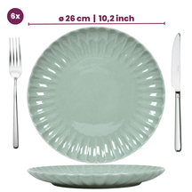 Service de vaisselle Cookinglife Cardida Vert 18 pièces / 6 personnes - 6 assiettes plates, 6 assiettes à dessert et 6 bols