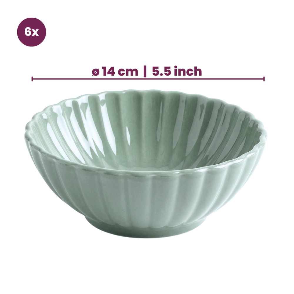 Service de vaisselle Cookinglife Cardida Vert 18 pièces / 6 personnes - 6 assiettes plates, 6 assiettes à dessert et 6 bols