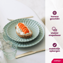 Service de vaisselle Cookinglife Cardida Vert 18 pièces / 6 personnes - 6 assiettes plates, 6 assiettes à dessert et 6 bols