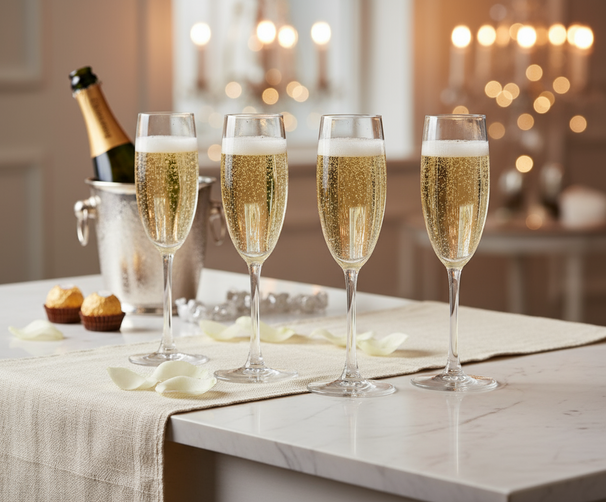 Set de verres a vin Cookinglife - Verres a champagne - Milena - 180ml - 4 pièces