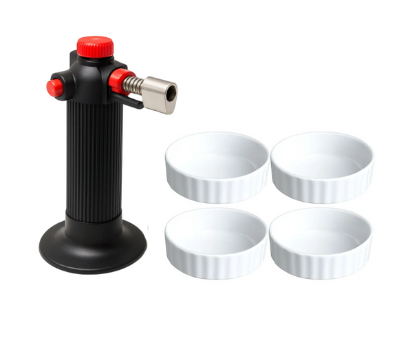 Set de crème brûlée Cookinglife - Chalumeau - Ø 12 cm - 5 pièces