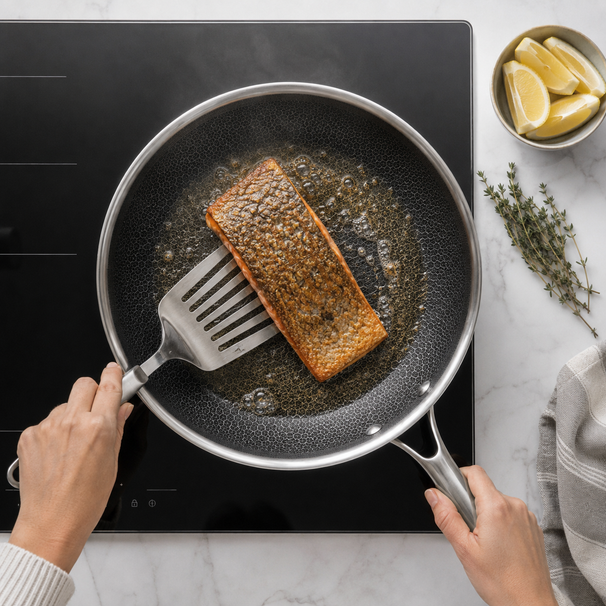 Batterie de cuisine Poêle Cookinglife HexaCook Hybride 3 pièces - ø 20, 24 & 28 cm - ANTI-ADHÉSIF - compatible avec toutes les sources de chaleur - revêtement antiadhésif en céramique