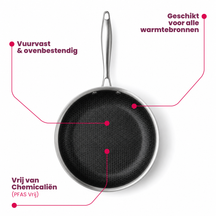 Batterie de cuisine Cookinglife HexaCook Hybride 3 pièces - poêle ø 24 & 28 cm + Wok ø 28 cm - ANTI-ADHÉSIF - compatible avec toutes les sources de chaleur - revêtement antiadhésif en céramique