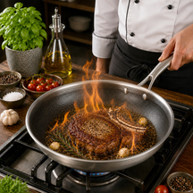 Poêle à Frire Cookinglife HexaCook Hybride ø 28 cm - ANTI-ADHÉSIF - convient à toutes les sources de chaleur - revêtement antiadhésif en céramique