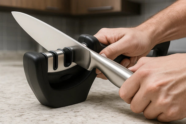 Aiguiseur de couteaux Cookinglife - Aiguiseur 3-en-1 - Noir - en plastique