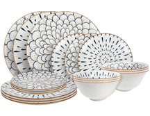 Ensemble de vaisselle Cookinglife Noria 18 pièces / 6 personnes - 6 assiettes à dîner, 6 assiettes à petit-déjeuner et 6 bols