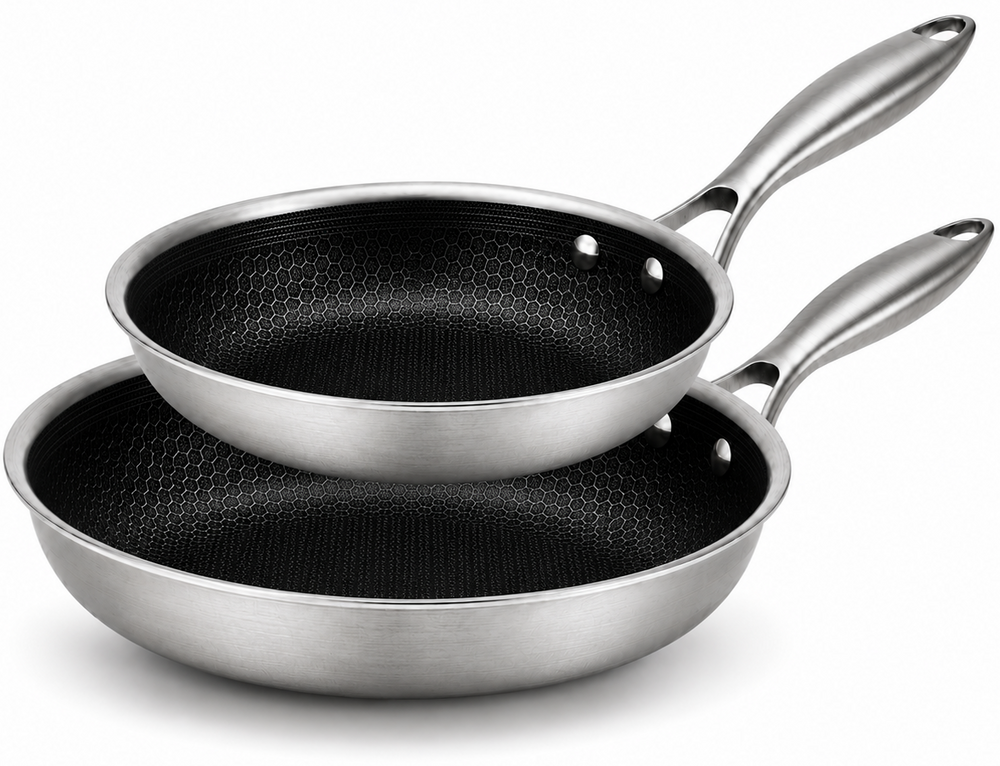 Batterie de cuisine Poêle Cookinglife HexaCook Hybride 2 pièces - ø 24 & 28 cm - ANTI-ADHÉSIF - compatible avec toutes les sources de chaleur - revêtement antiadhésif en céramique