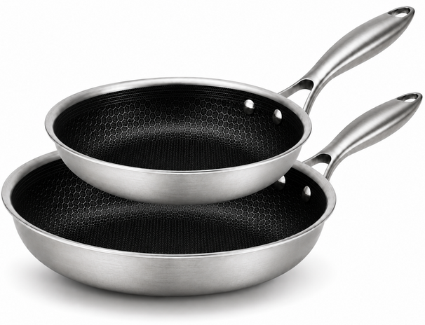 Batterie de cuisine Poêle Cookinglife HexaCook Hybride 2 pièces - ø 24 & 28 cm - ANTI-ADHÉSIF - compatible avec toutes les sources de chaleur - revêtement antiadhésif en céramique