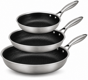Batterie de cuisine Poêle Cookinglife HexaCook Hybride 3 pièces - ø 20, 24 & 28 cm - ANTI-ADHÉSIF - compatible avec toutes les sources de chaleur - revêtement antiadhésif en céramique