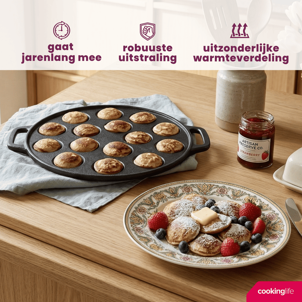 Poêle à poffertjes Cookinglife - en fonte - émaillée - Ø 24 cm