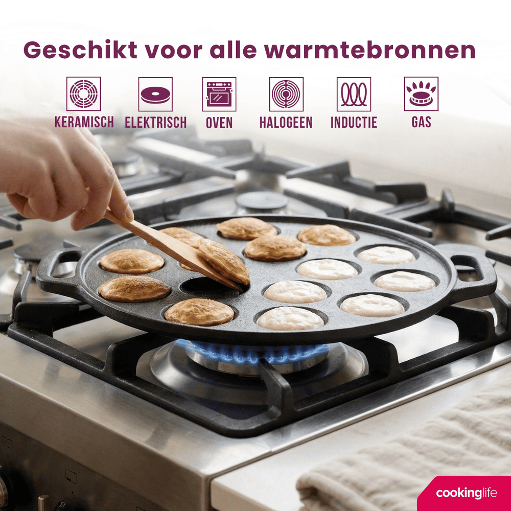 Poêle à poffertjes Cookinglife - en fonte - émaillée - Ø 24 cm