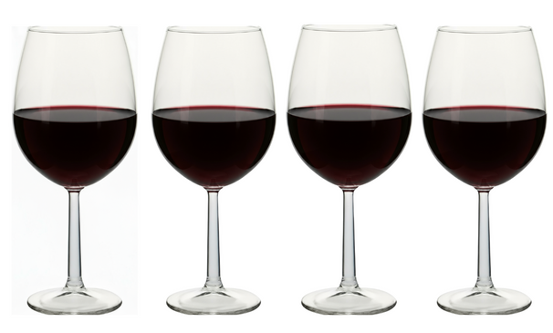 Cookinglife Verres à vin 580 ml - Set de 4 - Design verre - Solide - Vin rouge