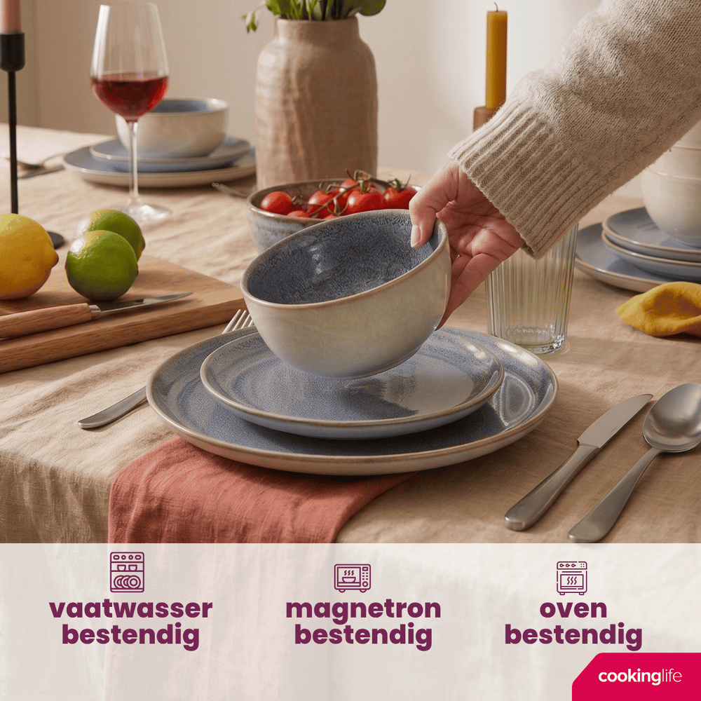 Ensemble de vaisselle Cookinglife - Serviesset 4 personnes - Serene - 12 pièces