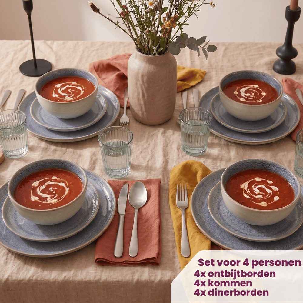 Ensemble de vaisselle Cookinglife - Serviesset 4 personnes - Serene - 12 pièces