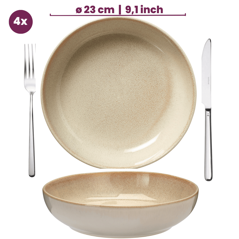 Set d'assiettes creuses Cookinglife - Assiettes a pâtes - Serene - 23 cm