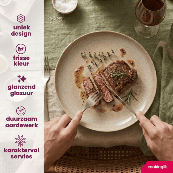 Assiettes plates Cookinglife Serene Sand ø 28 cm - Faïence - 4 pieces