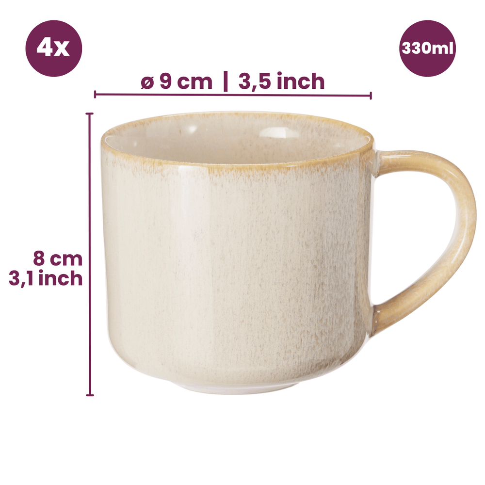 Set de mugs à café Cookinglife - Tasses à café - Serene - 330 ml - 4 pièces