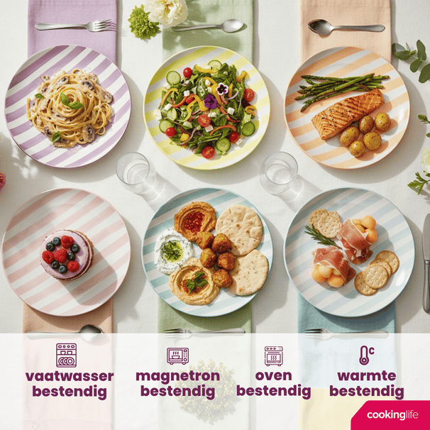 Set vaisselle Cookinglife - 6 pers - Spring Vibes - Ø26,5 cm - 18 pièces