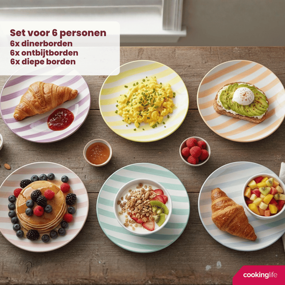 Set vaisselle Cookinglife - 6 pers - Spring Vibes - Ø26,5 cm - 18 pièces