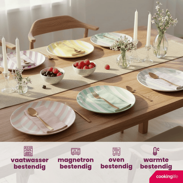 Set d'assiettes Cookinglife - Petit-déjeuner - Spring Vibes - 19 cm - 6 pièces