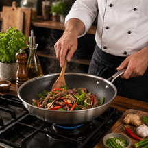 Batterie de cuisine Cookinglife HexaCook Hybride 3 pièces - poêle ø 24 & 28 cm + Wok ø 28 cm - ANTI-ADHÉSIF - compatible avec toutes les sources de chaleur - revêtement antiadhésif en céramique
