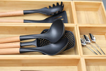 Set de spatules Cookinglife - en bois et en silicone - Noir - 32-36cm - 4 pièces