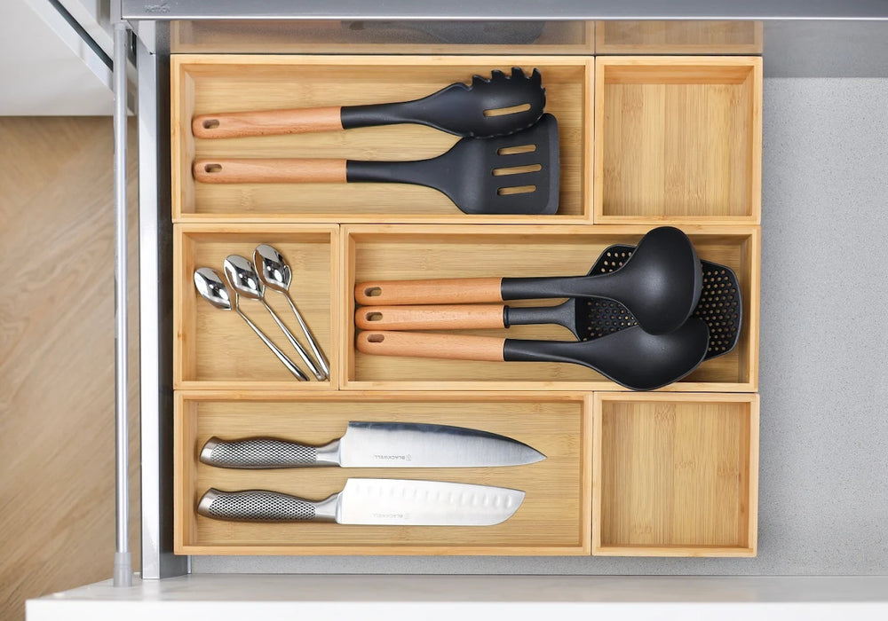Set de spatules Cookinglife - en bois et en silicone - Noir - 32-36cm - 4 pièces