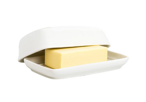 Beurrier Cookinglife - en porcelaine - a couvercle - blanc - 17,5 x 13 cm