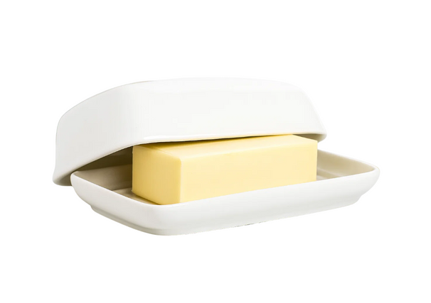 Beurrier Cookinglife - en porcelaine - a couvercle - blanc - 17,5 x 13 cm