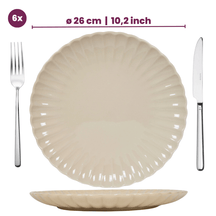 Service de vaisselle Cardida Cookinglife Beige 18 pièces / 6 personnes - 6 assiettes plates, 6 assiettes à dessert et 6 bols