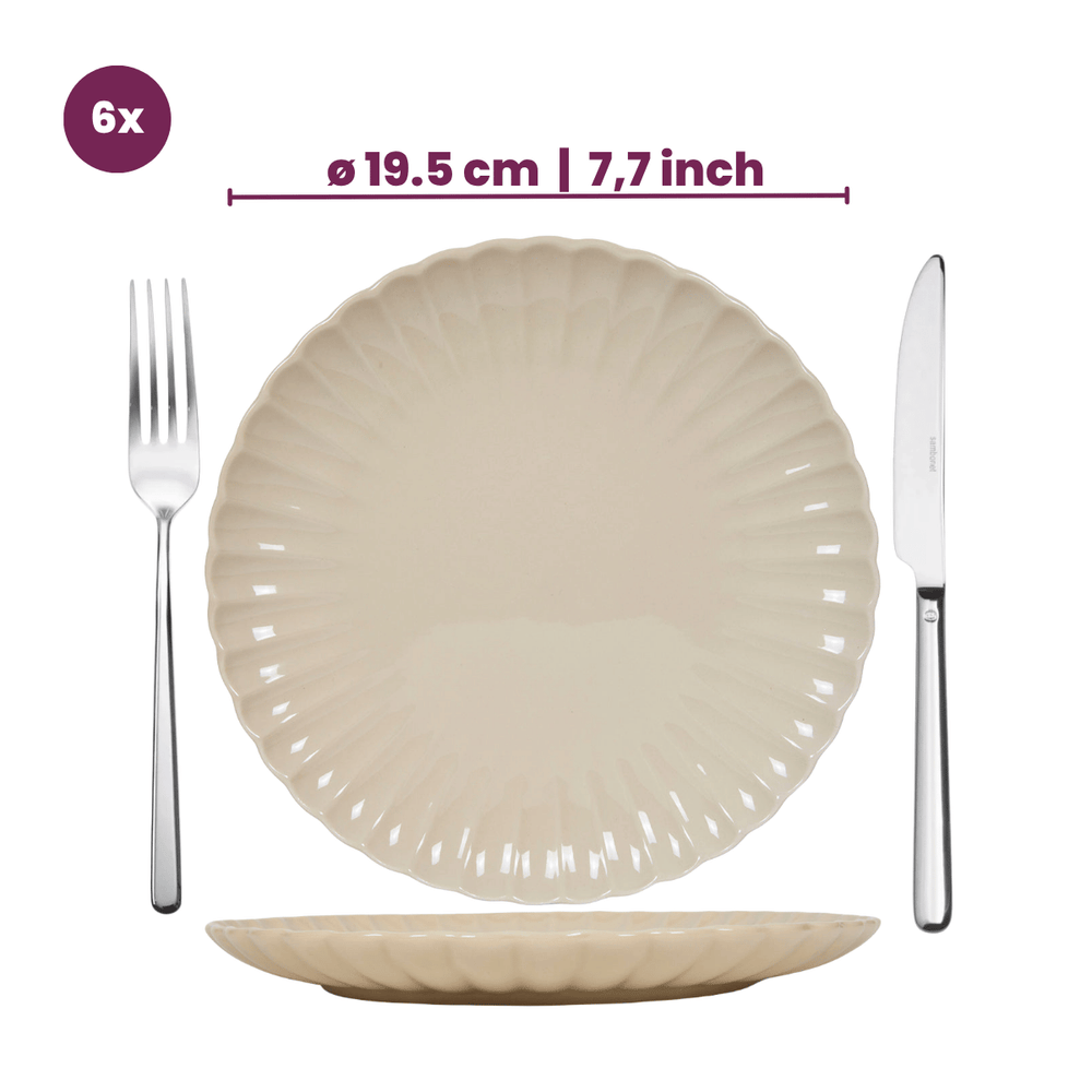 Service de vaisselle Cardida Cookinglife Beige 18 pièces / 6 personnes - 6 assiettes plates, 6 assiettes à dessert et 6 bols