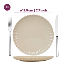 Service de vaisselle Cardida Cookinglife Beige 18 pièces / 6 personnes - 6 assiettes plates, 6 assiettes à dessert et 6 bols