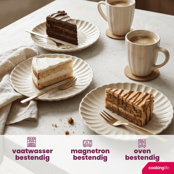 Assiettes à petit-déjeuner / Assiettes à dessert Cookinglife Cardida Beige ø 19,5 cm - Lot de 6
