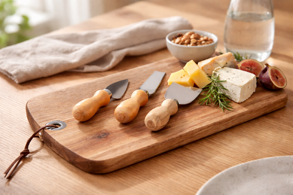Set de couteaux à fromage Cookinglife - Planche à fromage - Acacia - 4 pièces
