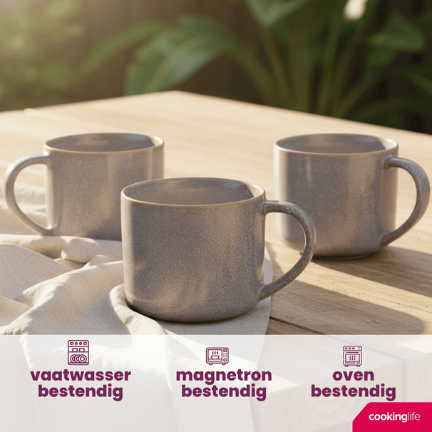 Ensemble de mugs à café Cookinglife - en faïence - Serene - 330 ml - 4 pièces