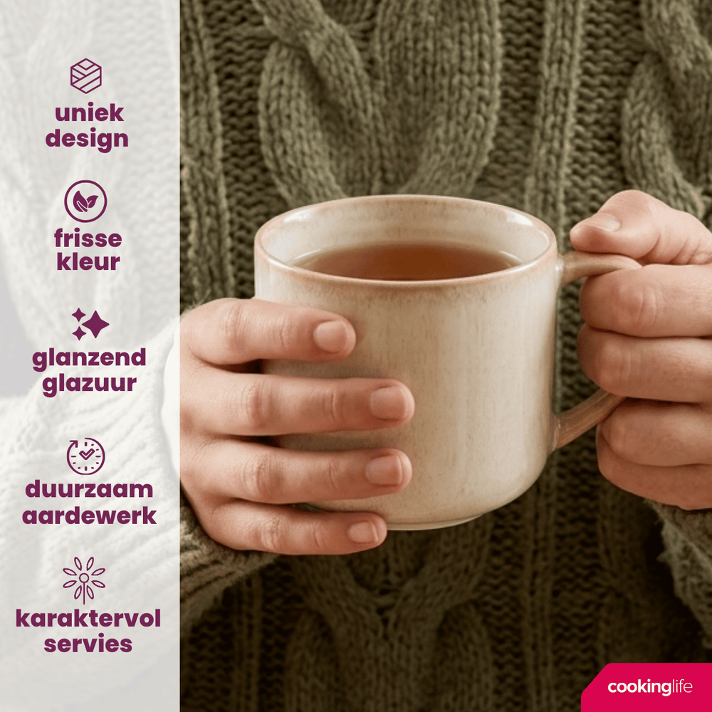 Set de mugs à café Cookinglife - Tasses à café - Serene - 330 ml - 4 pièces