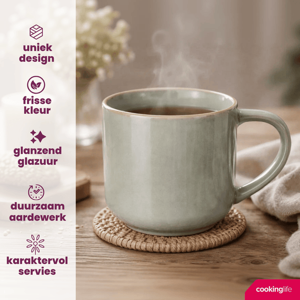 Ensemble de mugs Cookinglife - Mugs à café - Serene - 330 ml - 4 pièces