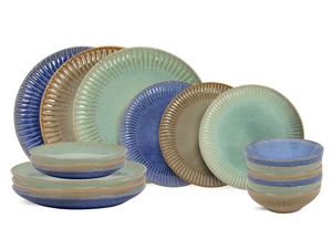 Set de vaisselle Cookinglife - Assiettes et bols - Aqua Maris - 18 pièces