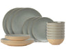 Service de table Costa Nova Arenito Sage Green 18 pièces / 6 personnes - 6 assiettes à dîner, 6 assiettes à petit-déjeuner & 6 bols