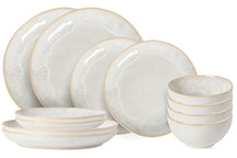 Service de table Costa Nova Casafina Eivissa Sand Beige 12 pièces / 4 personnes - 4 assiettes plates, 4 assiettes à dessert et 4 bols