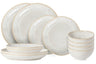 Service de table Costa Nova Casafina Eivissa Sand Beige 12 pièces / 4 personnes - 4 assiettes plates, 4 assiettes à dessert et 4 bols